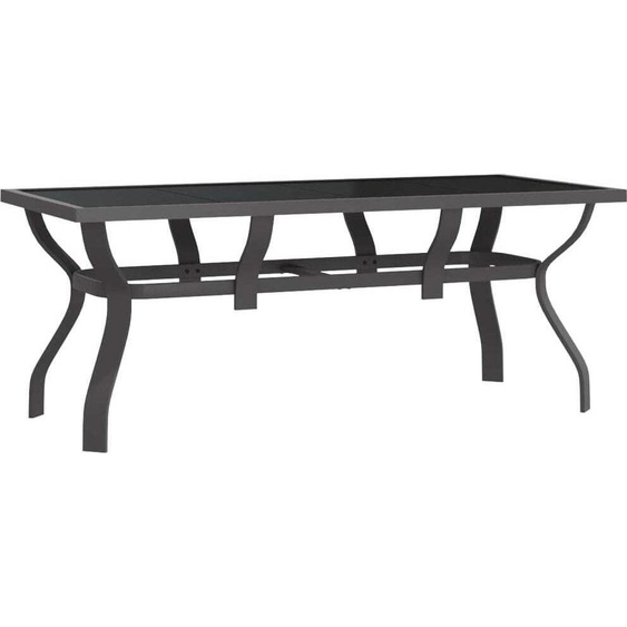 vidaXL Table de jardin Gris et noir 180x80x70 cm Acier et verre