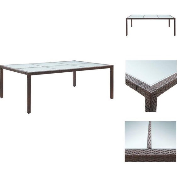 vidaXL Table de jardin marron 200x150x74 cm Poly rotin - Tables de jardin