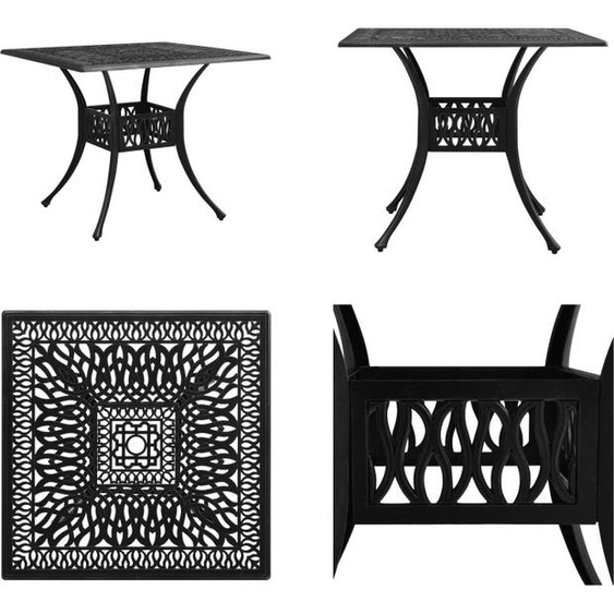 vidaXL Table de jardin noire 90x90x73 cm Fonte daluminium - Table de jardin - Tables - Tables