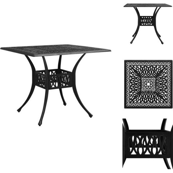 vidaXL Table de jardin noire 90x90x73 cm Fonte daluminium - Tables de jardin