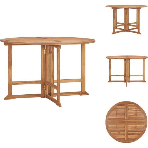 vidaXL Table de jardin pliante Ø110x75 cm bois massif teck - Tables de jardin