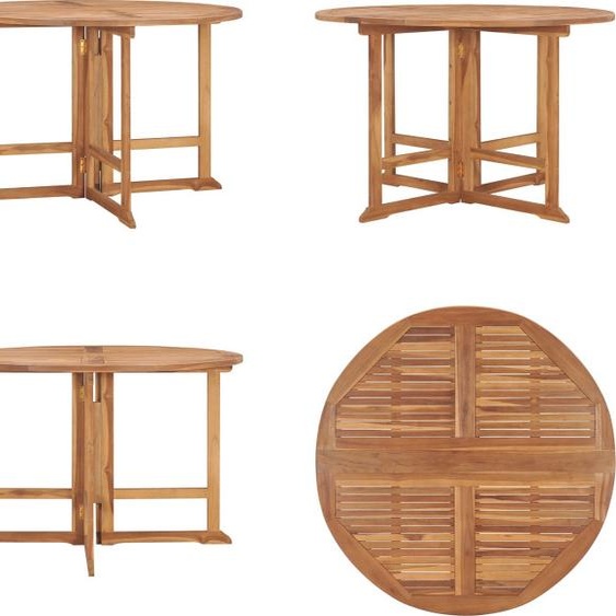 vidaXL Table de jardin pliante Ø110x75 cm Teck massif - Table de jardin - Tables de jardin - Table de jardin en bois - Table de jardin en bois massif