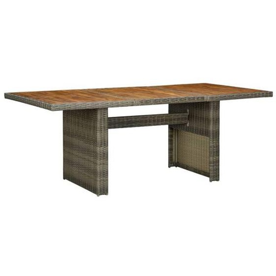 vidaXL Table de Jardin Table de Salle à Manger Table de Terrasse Meuble de Patio Bistro Extérieur Marron Résine Tressée Bois 313314