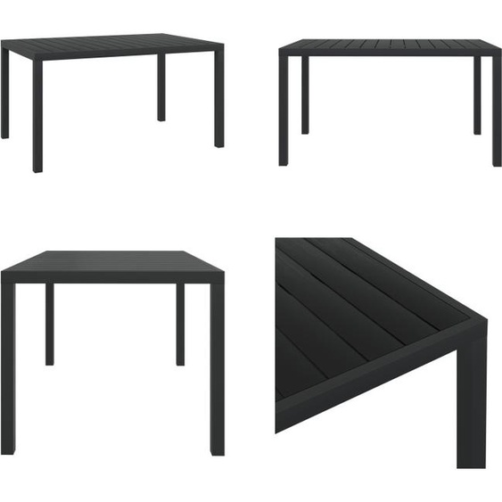 vidaXL Table de jardin WPC Aluminium 150 x 90 x 74 cm Noir - Table de jardin - Tables dextérieur - Tables dextérieur