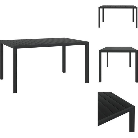 vidaXL Table de jardin WPC Aluminium 150 x 90 x 74 cm Noir - Tables de jardin