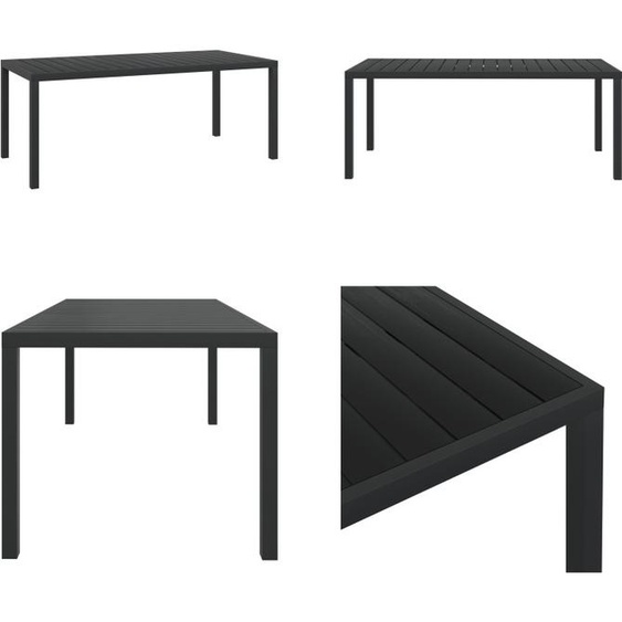 vidaXL Table de jardin WPC Aluminium 185 x 90 x 74 cm Noir - Table de jardin - Tables dextérieur - Tables dextérieur