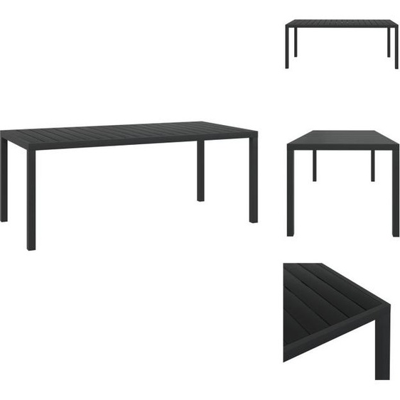 vidaXL Table de jardin WPC Aluminium 185 x 90 x 74 cm Noir - Tables de jardin