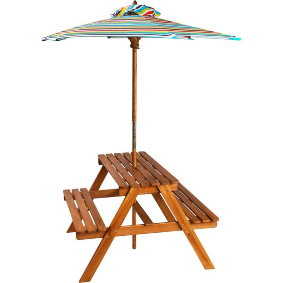 vidaXL Table de pique-nique pour enfants avec parasol 79x90x60 cm bois dacacia