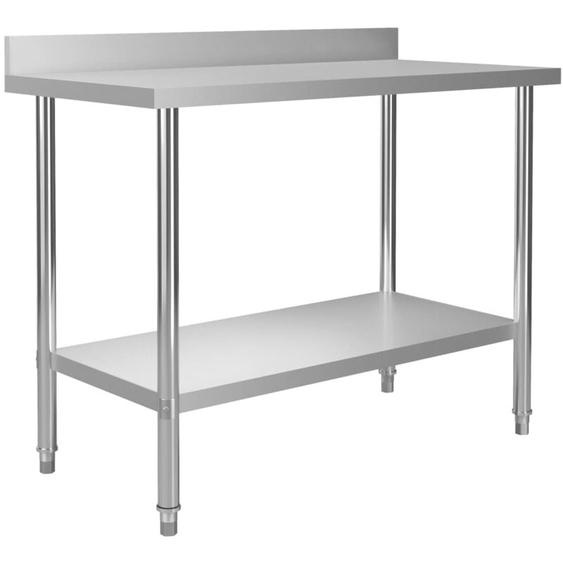 Vidaxl - Table de travail de cuisine avec dosseret 120x60x93 cm Inox