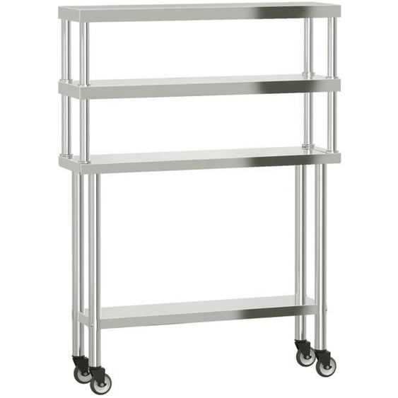 vidaXL Table de travail de cuisine avec panneau à poser 110x30x150 cm acier inoxydable