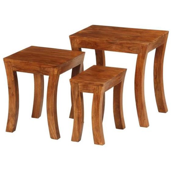 vidaXL Table gigogne 3 pcs Bois massif dacacia 50x35x50 cm Marron