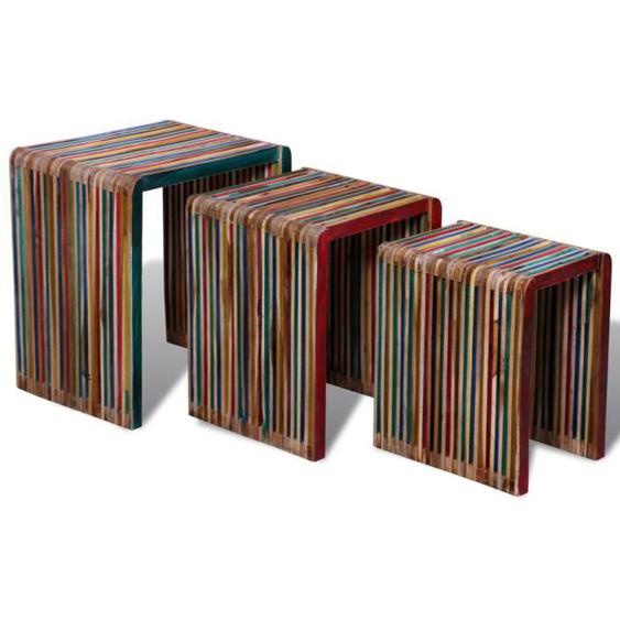 vidaXL Table gigogne 3 pcs Teck recyclé coloré