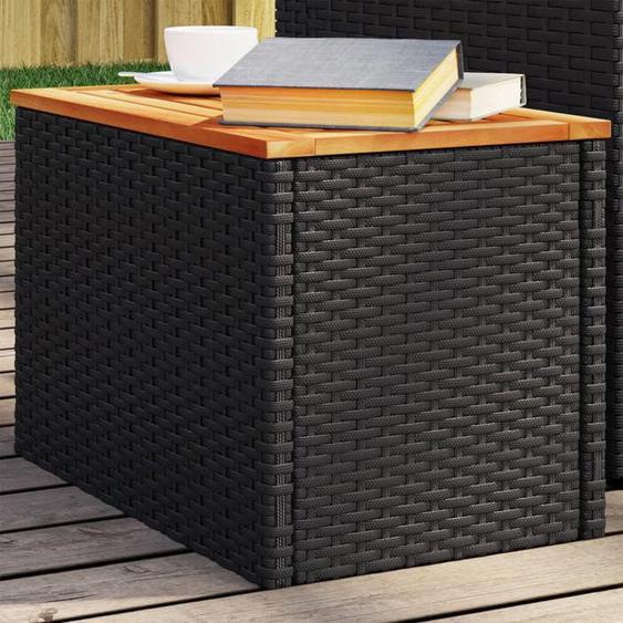 vidaXL Tables dAppoint Jardin 2 pcs Tables Basses Meuble de Jardin Terrasse Patio Balcon Extérieur Moderne Noir Rotin 365980