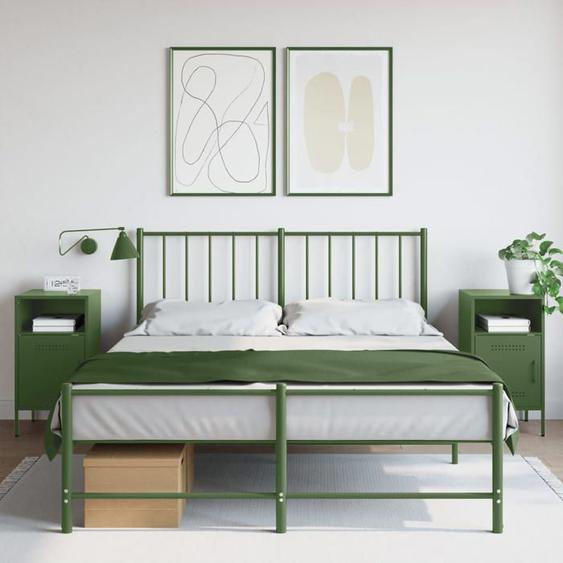 vidaXL Tables de Chevet 2 pcs, Armoires de Lit avec Porte, Tables de Nuit avec Compartiment, Armoires de Nuit Chambre, Vert 843075