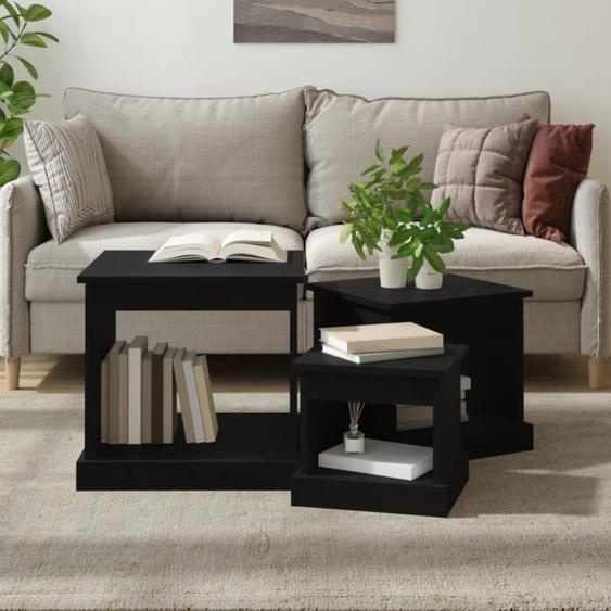 vidaXL Tables gigognes 3 pcs noir bois dingénierie 816489