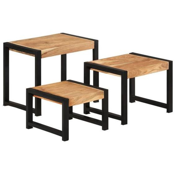 vidaXL Tables Gigognes 3 pcs Table dAppoint Table Basse Table de Canapé Meuble de Salon Salle de Séjour Maison Intérieur 321552