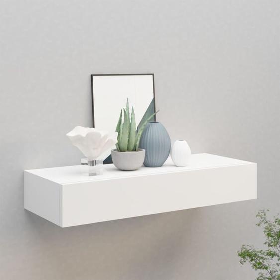 Vidaxl - tagère à tiroir murale Blanc 60x23,5x10 cm mdf