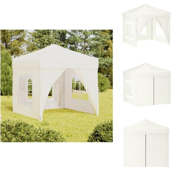 vidaXL Tente de réception pliante avec parois latérales Crème 2x2 m - Pavillons & Tentes de réception