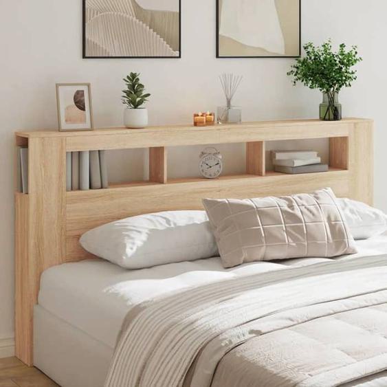 vidaXL Tête de Lit à LED, Accessoire de Lit, Tête de Cadre de Lit, Meuble de Chambre à Coucher, Chêne Sonoma 837367