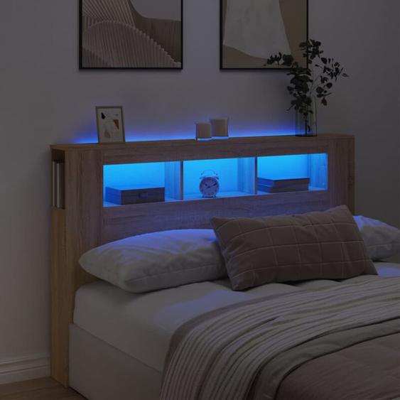 Vidaxl - Tête de lit à led chêne sonoma 160x18,5x103,5cm bois ingénierie
