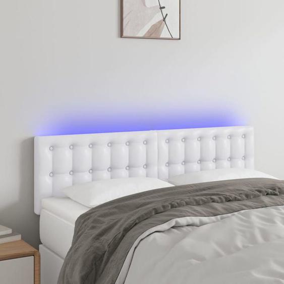 vidaXL Tête de Lit à LED Meuble de Chambre à Coucher Accessoire de Lit Double Tête de Cadre de Lit Intérieur Blanc 3121703