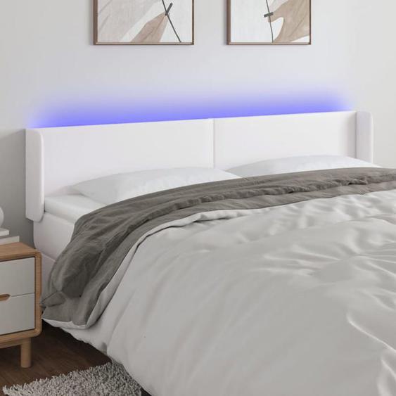vidaXL Tête de Lit à LED Meuble de Chambre à Coucher Accessoire de Lit Double Tête de Cadre de Lit Intérieur Blanc 3123053