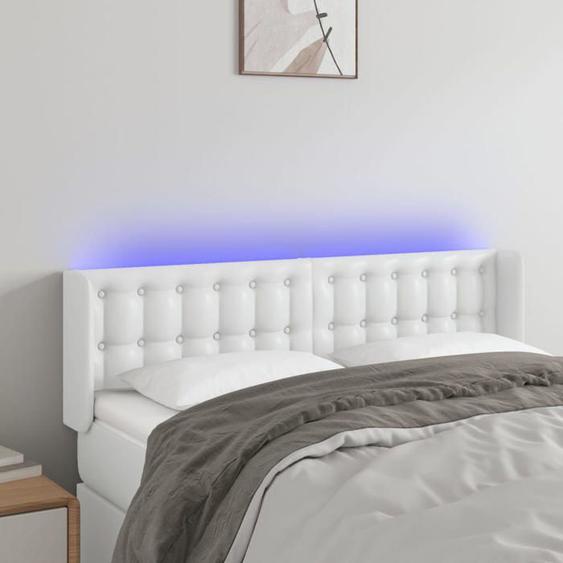 vidaXL Tête de Lit à LED Meuble de Chambre à Coucher Accessoire de Lit Double Tête de Cadre de Lit Intérieur Blanc 3123327