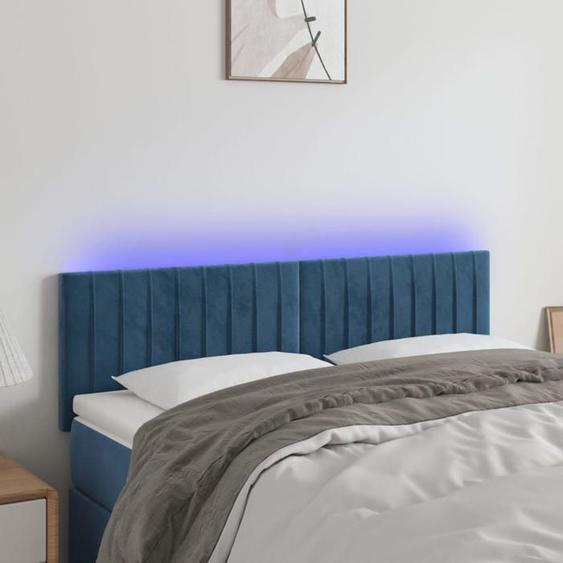 vidaXL Tête de Lit à LED Meuble de Chambre à Coucher Accessoire de Lit Double Tête de Cadre de Lit Intérieur Bleu Foncé 3121902