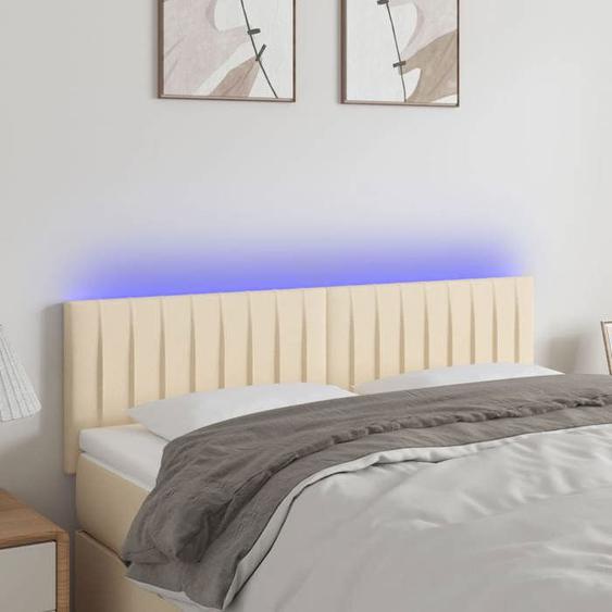 vidaXL Tête de Lit à LED Meuble de Chambre à Coucher Accessoire de Lit Double Tête de Cadre de Lit Intérieur Crème 3121853
