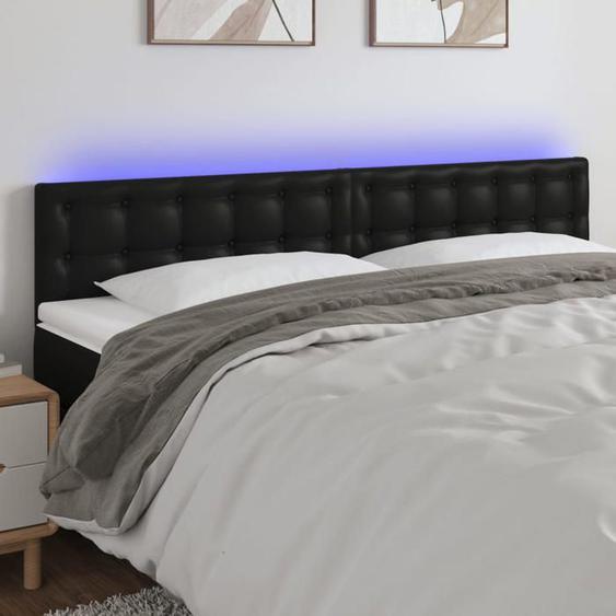 vidaXL Tête de Lit à LED Meuble de Chambre à Coucher Accessoire de Lit Double Tête de Cadre de Lit Intérieur Noir 3121714