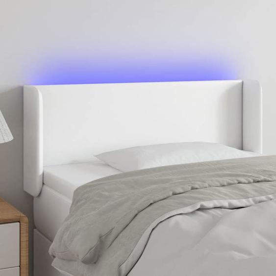 vidaXL Tête de Lit à LED Meuble de Chambre à Coucher Accessoire de Lit Simple Tête de Cadre de Lit Intérieur Blanc 3123035