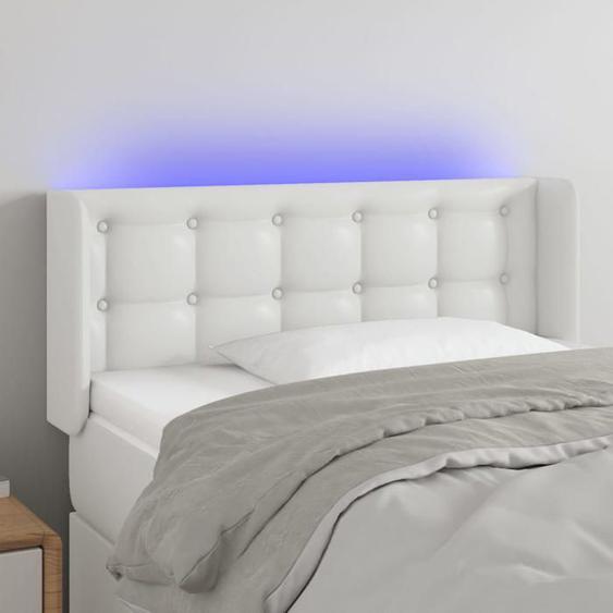 vidaXL Tête de Lit à LED Meuble de Chambre à Coucher Accessoire de Lit Simple Tête de Cadre de Lit Intérieur Blanc 3123315