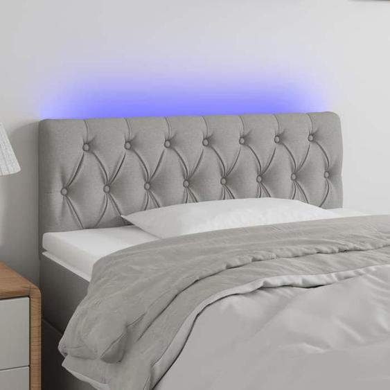 vidaXL Tête de Lit à LED Meuble de Chambre à Coucher Accessoire de Lit Simple Tête de Cadre de Lit Intérieur Gris Clair 3121930