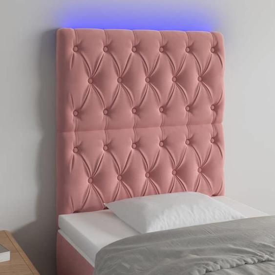 vidaXL Tête de Lit à LED Meuble de Chambre à Coucher Accessoire de Lit Simple Tête de Cadre de Lit Intérieur Rose 3122795