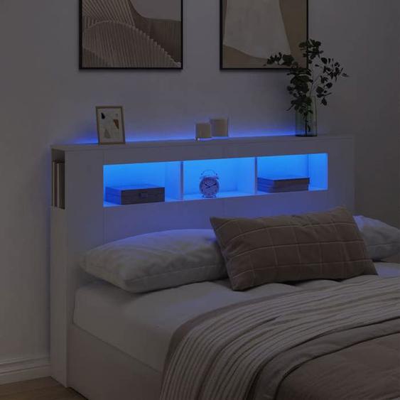 vidaXL Tête de Lit à LED, Tête de Cadre de Lit, Accessoire de Lit Double, Meuble de Chambre à Coucher Maison Intérieur, 837351
