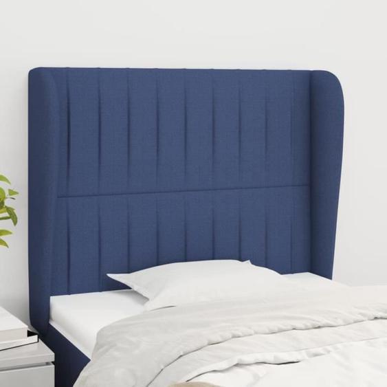 vidaXL Tête de lit avec oreilles Bleu 83x23x118-128 cm Tissu3118174
