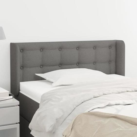 vidaXL Tête de lit avec oreilles Gris foncé 93x16x78-88 cm Tissu3119185