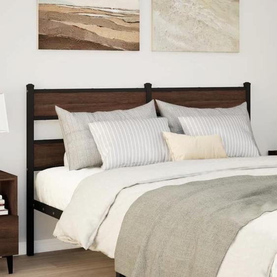 vidaXL Tête de lit chêne marron 150 cm acier et bois dingénierie, tête de lit pour lit double, meuble de chambre à 4017185