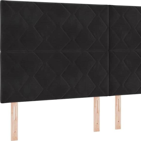 vidaXL Tête de lit LED noire 200 cm similicuir