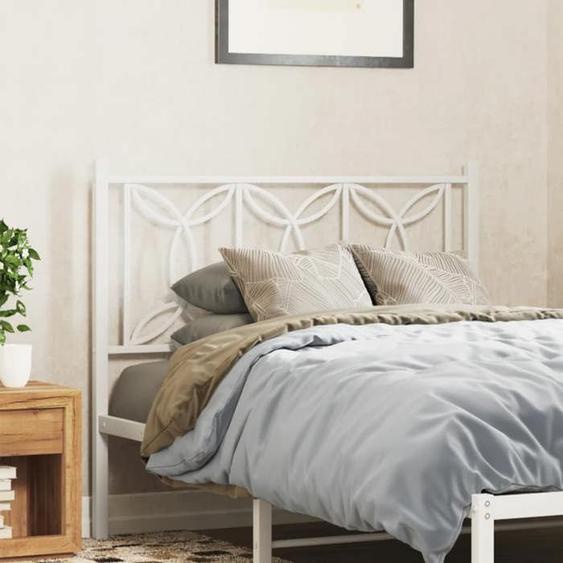 vidaXL Tête de lit métal blanc 100 cm, tête de lit, tête de lit en métal,, tête de lit pour lit simple, tête de lit blanche 376206