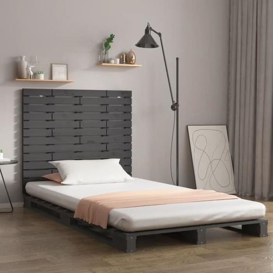 vidaXL Tête de lit murale Gris 126x3x91,5 cm Bois massif de pin 824680