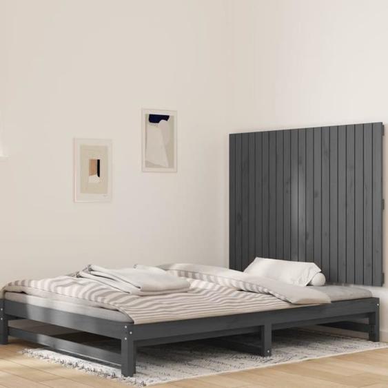 vidaXL Tête de lit murale Gris 127,5x3x90 cm Bois massif de pin 824890