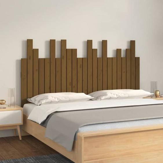 vidaXL Tête de lit murale Marron miel 146,5x3x80 cm Bois massif de pin 824796
