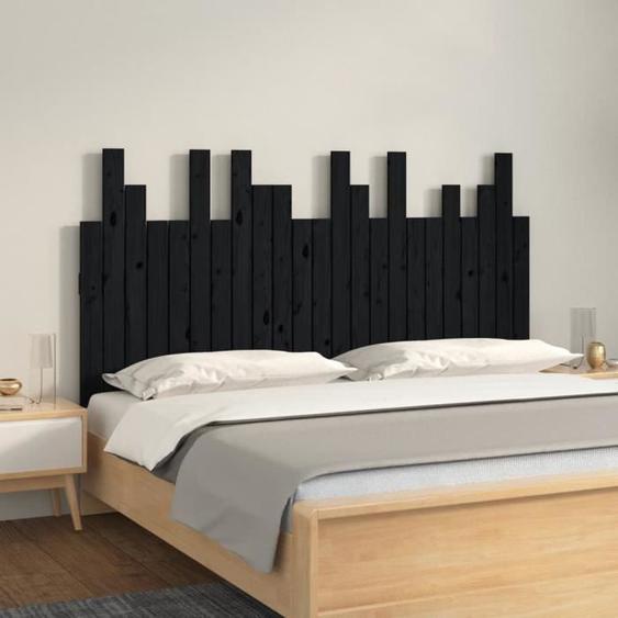 vidaXL Tête de lit murale Noir 146,5x3x80 cm Bois massif de pin 824797