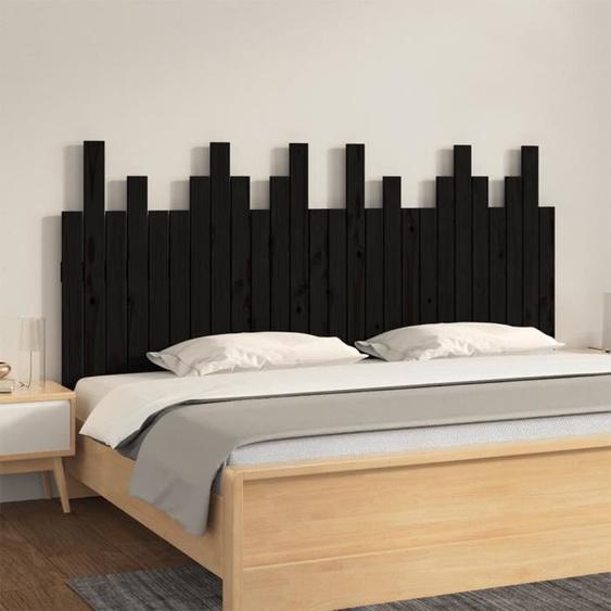 vidaXL Tête de lit murale Noir 166x3x80 cm Bois massif de pin 824812