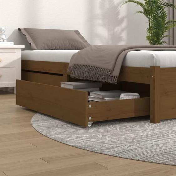 vidaXL Tiroirs de lit 2 pcs Marron miel Bois de pin massif 814992