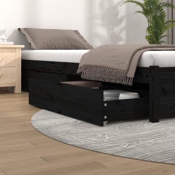vidaXL Tiroirs de lit 4 pcs Noir Bois de pin massif 815003