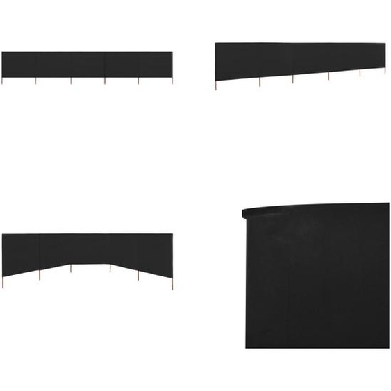 vidaXL Tissu de protection contre le vent 5 pièces 600 x 120 cm Noir - Protection contre le vent - Déflecteur de vent - Cloison - Protection solaire