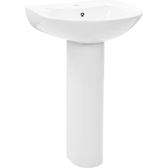 vidaXL Vasque à poser avec colonne Céramique blanche 520x440x190 mm