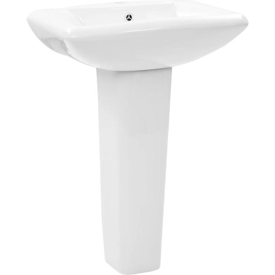 vidaXL Vasque à poser avec colonne Céramique blanche 580x470x200 mm